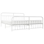 vidaXL Cadre de lit métal sans matelas et pied de lit blanc 193x203 cm