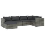 vidaXL Salon de jardin 6 Pièces avec coussins Résine tressée Gris