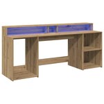 vidaXL Bureau avec lumières LED chêne artisanal bois d'ingénierie