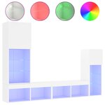 vidaXL Unités murales TV avec LED 4 Pièces blanc bois d'ingénierie