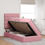 vidaXL Lit de rangement LED avec matelas Rose 90 x 200 cm Velours
