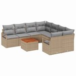 vidaXL Ensemble de canapé de jardin 9 Pièces Beige  gris clair
