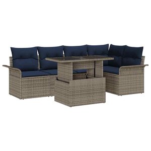 vidaXL Ensemble de canapé de jardin 6 Pièces Gris Poly Rattan