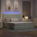 vidaXL Lit de rangement LED avec matelas Gris clair 200 x 200 cm