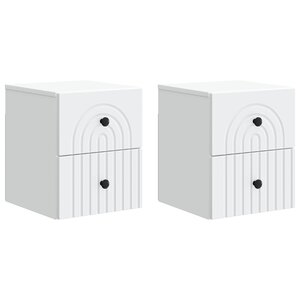 vidaXL Cabinet de chevet mural 2 Pièces Blanc 33 x 34 5 x 40 cm