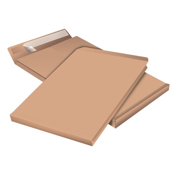Pochette à soufflet 9 cm en kraft blond armé 280 x 410 mm 130g sans fenêtre - bande autoadhésive (paquet 50 unités)