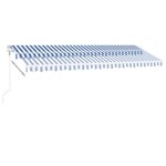 vidaXL Auvent automatique capteur de vent LED 500x350 cm Bleu et blanc
