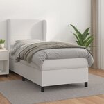 vidaXL Sommier à lattes de lit avec matelas Blanc 100x200cm Similicuir