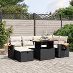 vidaXL Salon de jardin 7 Pièces avec coussins noir résine tressée