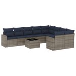 vidaXL Salon de jardin 10 Pièces avec coussins gris résine tressée
