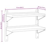 vidaXL Étagère murale à 2 niveaux 75x30x60 cm argenté acier inoxydable
