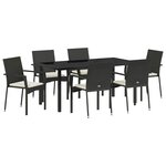 vidaXL Ensemble de salle à manger pour jardin 7 Pièces Noir Poly rotin