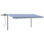 vidaXL Auvent automatique capteur de vent et LED 5x3 5 m Bleu et blanc