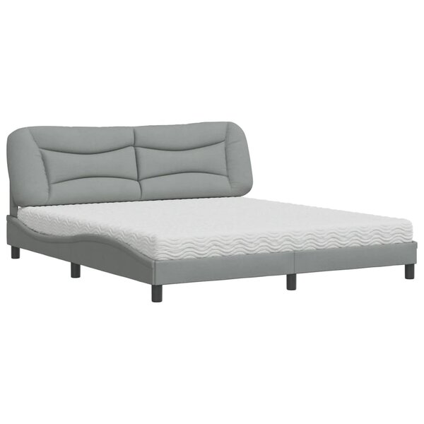 vidaXL Lit avec matelas gris clair 180x200 cm tissu