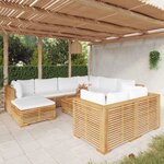 vidaXL Salon de jardin 10 Pièces avec coussins Bois de teck solide