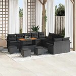 vidaXL Ensemble de canapé de jardin 14 Pièces Noir polyrotin