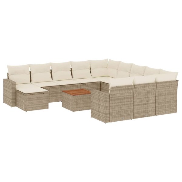 vidaXL Salon de jardin avec coussins 13 Pièces beige résine tressée