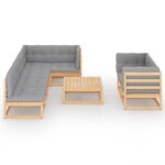 vidaXL Salon de jardin 8 Pièces avec coussins Bois de pin massif