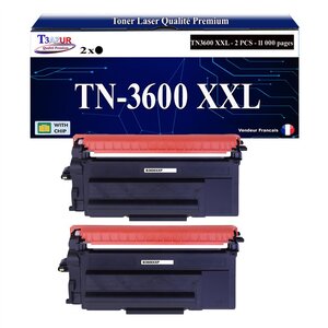 T3AZUR - 2x Toners compatibles avec Brother TN3600 XXL pour Brother MFC-L5710DN MFC-L5710DW MFC-L6710DW MFC-L6910DN Noir - 11 000 pages