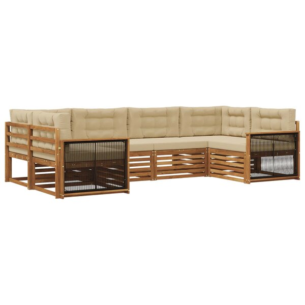 vidaXL Ensemble de canapés d'extérieur 6 pc Naturel et Beige
