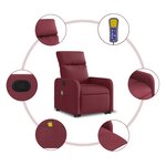 vidaXL Fauteuil inclinable de massage Rouge bordeaux Tissu