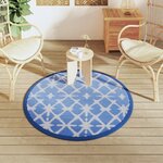 vidaXL Tapis d'extérieur ARAKIL bleu et blanc Ø120 cm PP