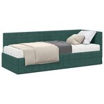vidaXL Cadre de lit d'angle avec matelas 2 Pièces Vert Velours