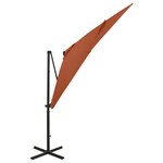 vidaXL Parasol déporté avec mât et lumières LED Terre cuite 250 cm