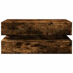 vidaXL Table basse avec lumières LED chêne fumé 90x50x40 cm