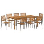 vidaXL Ensemble de salle à manger pour jardin 9 Pièces Gris Poly rotin