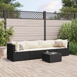 vidaXL Salon de jardin 5 Pièces avec coussins Noir Résine tressée