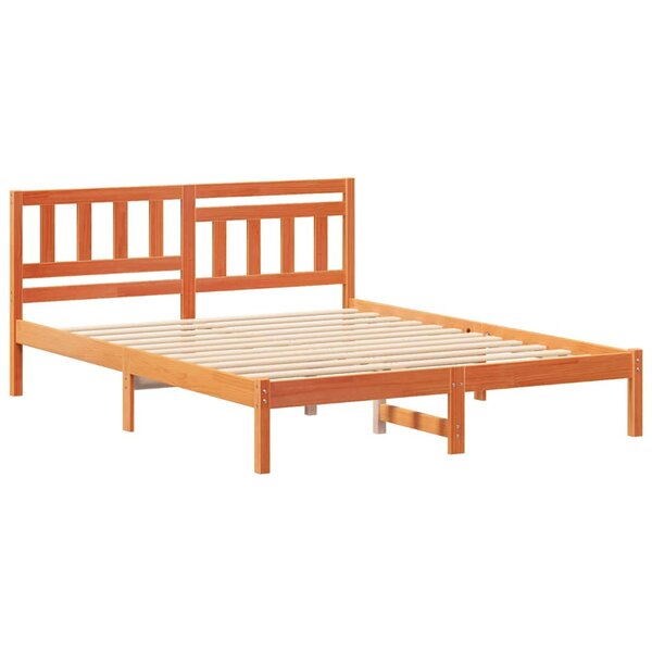 vidaXL Cadre de lit Marron cire 160 x 200 cm Bois massif en pin
