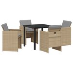 vidaXL Ensemble de salle à manger de jardin de 5 pièces avec coussins en rattan poly beige