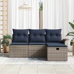 vidaXL Ensemble de canapé de jardin avec coussin 4 Pièces Poly rotin