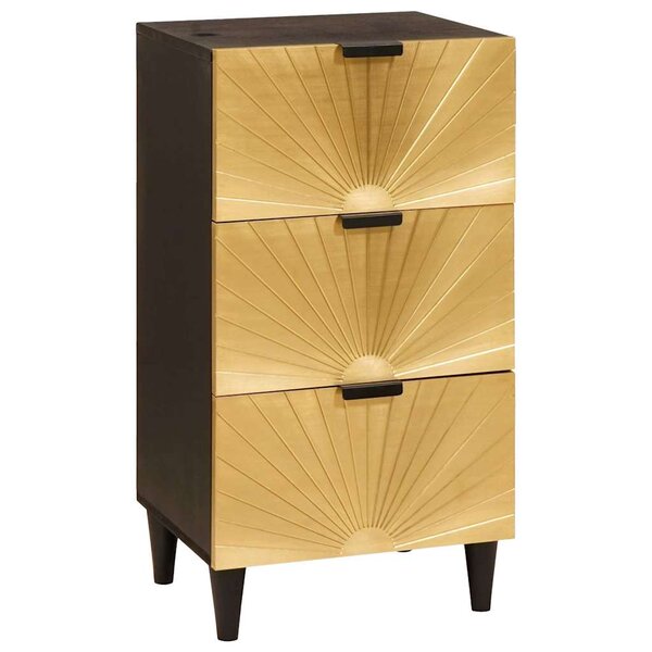 vidaXL Buffet Noir et or 40 x 33 x 75 cm bois de manguier massif