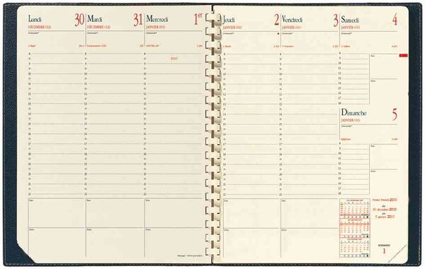 Agenda MANAGER + Répert. Couv Plast Grainée noir 21 x 27 cm Quovadis