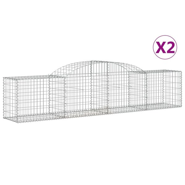 vidaXL Paniers à gabions arqués 2 Pièces 300x50x60/80 cm fer galvanisé