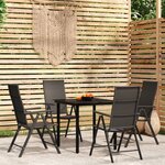 vidaXL Ensemble à manger de jardin 5 Pièces Noir