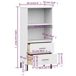 vidaXL Bibliothèque à 2 tiroirs Blanc 60x35x128 5 cm Bois massif OSLO