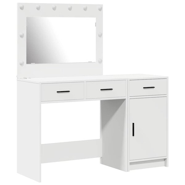 vidaXL Table de Toilette avec tiroir 2 Pièces Blanc Bois d'ingénierie