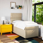 vidaXL Sommier à lattes de lit et matelas Crème 90x190 cm Tissu