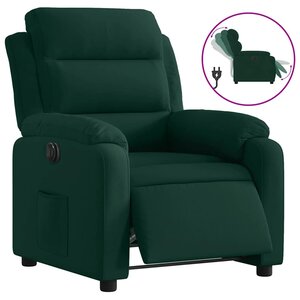 vidaXL Fauteuil inclinable électrique vert foncé velours