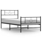 vidaXL Cadre de lit métal sans matelas avec pied de lit noir 107x203cm