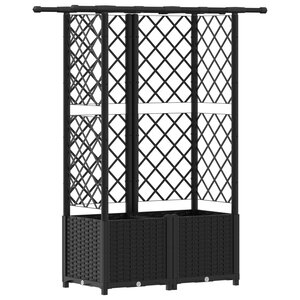 vidaXL Lit Élevé avec Treillis et Toit Noir 124 x 40 x 136 cm PP