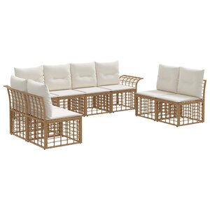 vidaXL Ensemble de canapés d'extérieur 8 Pièces Blanc Naturel et Crème