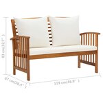 vidaXL Salon de jardin 2 Pièces avec coussins bois d'acacia solide