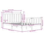 vidaXL Cadre de lit Noir Bois massif 120x190 cm Petit double