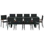 vidaXL Ensemble de salle à manger pour jardin 11 Pièces Noir Poly rotin