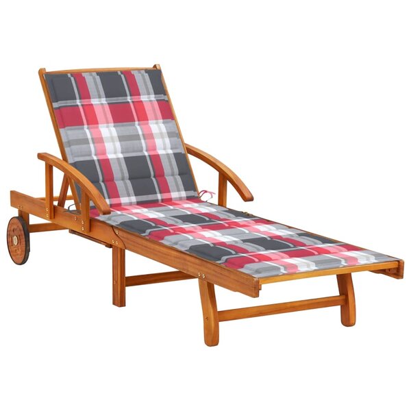 vidaXL Chaise longue de jardin avec coussin Bois d'acacia solide