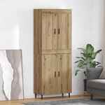 vidaXL Haut Armoire 2 Pièces Chêne artisanal Bois Aggloméré et Verre